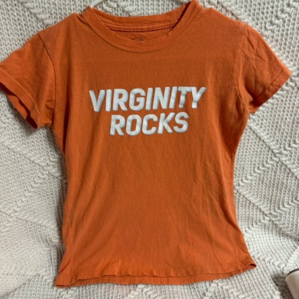 S orange Danny Duncan Virginity Rocks tee shirt